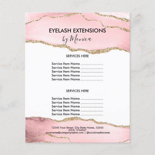 Makeup Beauty Lashes Salon Blush Pink Girly Modern Flyer (Voorkant)