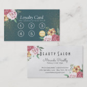 Makeup Beauty Loyalty Kaart Floral Green Glitter (Voorkant / Achterkant)