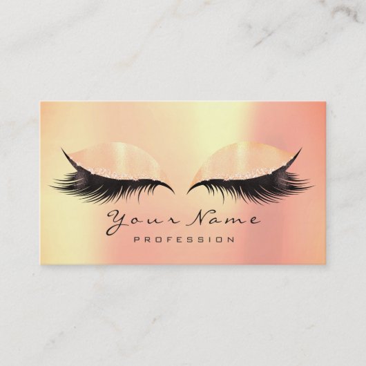 Makeup Beauty Peach Coral Metallic Lashes Glitter Visitekaartje (Voorkant)
