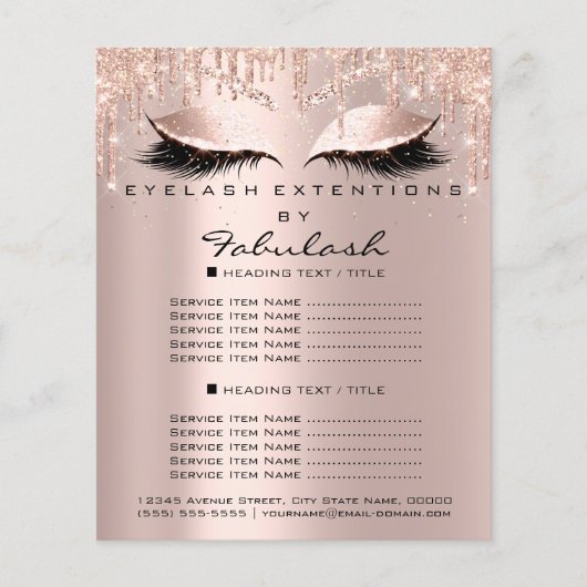 Makeup Beauty Salon Brown Glitter Price List Lash1 Flyer (Voorkant)