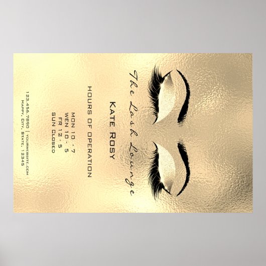 Makeup Beauty Salon Browns Gold openinguren Poster (Voorkant)