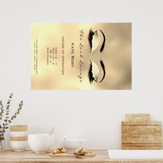 Makeup Beauty Salon Browns Gold openinguren Poster (Keuken)