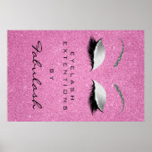 Makeup Beauty Salon Eyebrow Name Silver Pink Poster (Voorkant)