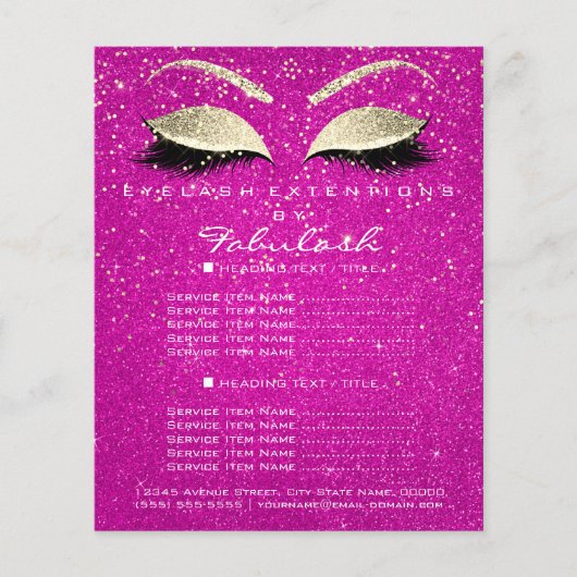 Makeup Beauty Salon Flyer Gold Confetti Hot Pink (Voorkant)