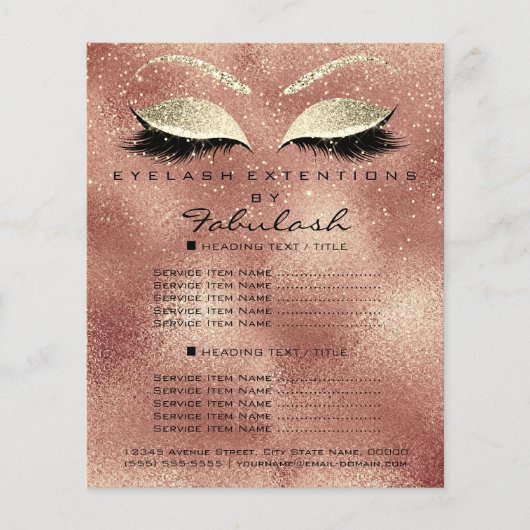 Makeup Beauty Salon Glitter Flyer Roos Gold Skinny (Voorkant)