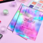 Makeup Beauty Salon Glitter Holograaf Roze Unicorn Flyer<br><div class="desc">In de levendige wereld van schoonheid en glamour, waar elk detail een canvas is voor het uitdrukken van individualiteit en creativiteit, ontstaat een ontwerp dat niet alleen is ingesteld om de verbeelding te vangen, maar om vreugde en grilligheid in elke toeschouwer aan te wakkeren. Afbeelding dit: een flyer die niet...</div>