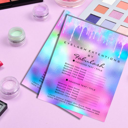 Makeup Beauty Salon Glitter Holograaf Roze Unicorn Flyer