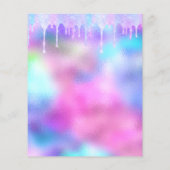 Makeup Beauty Salon Glitter Holograaf Roze Unicorn Flyer (Achterkant)