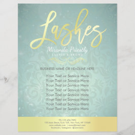 Makeup Beauty Salon Gold en Turquoise Damask Flora Flyer