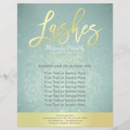 Makeup Beauty Salon Gold en Turquoise Damask Flora Flyer