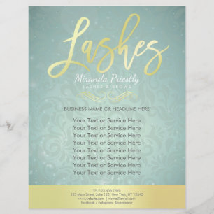Makeup Beauty Salon Gold en Turquoise Damask Flora Flyer