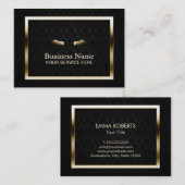 Makeup Beauty Salon Gold Lijst Elegant Damask Visitekaartje (Voorkant / Achterkant)