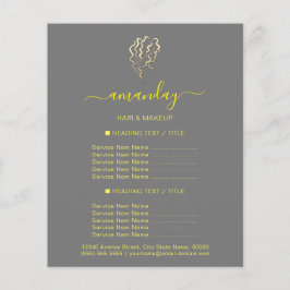 Makeup Beauty Salon Hairdresser Logo Gold Grey Flyer