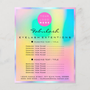 Makeup Beauty Salon Logo Roze  Holografische Wimpe Flyer