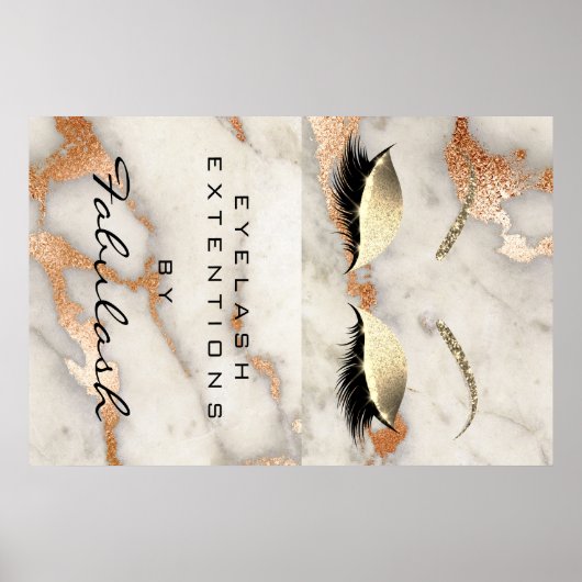 Makeup Beauty Salon Marble Lash Naam Coral Marble Poster (Voorkant)