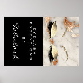 Makeup Beauty Salon Marble Lash Name Copper Marble Poster