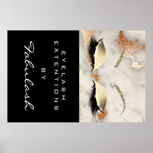 Makeup Beauty Salon Marble Lash Name Copper Marble Poster