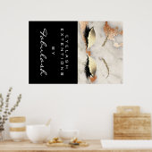 Makeup Beauty Salon Marble Lash Name Copper Marble Poster (Keuken)