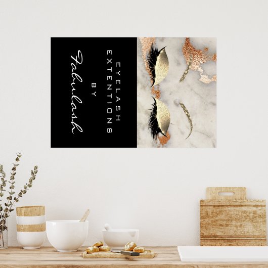 Makeup Beauty Salon Marble Lash Name Copper Marble Poster (Keuken)