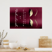 Makeup Beauty Salon Name Gold Burgundy Eyebrows Poster (Keuken)