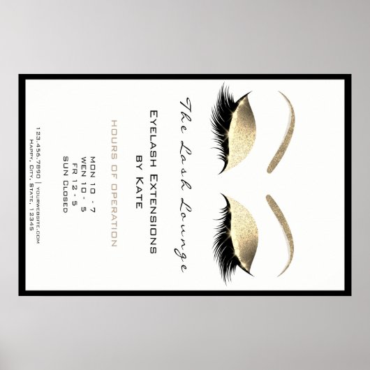Makeup Beauty Salon Name Gold Glam Adress Opening Poster (Voorkant)