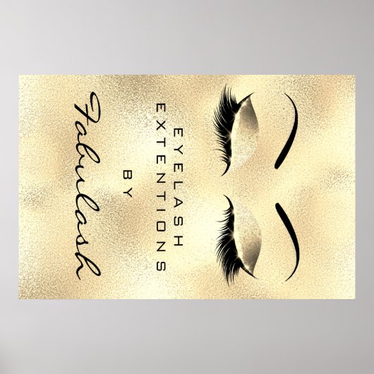 Makeup Beauty Salon Name Gold Glam Lux Eyebrows Poster (Voorkant)