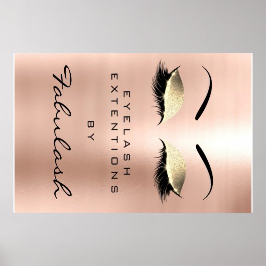 Makeup Beauty Salon Name Gold Glam Pink Eyebrows Poster (Voorkant)