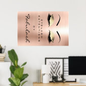 Makeup Beauty Salon Name Gold Glam Pink Eyebrows Poster (Thuiskantoor)