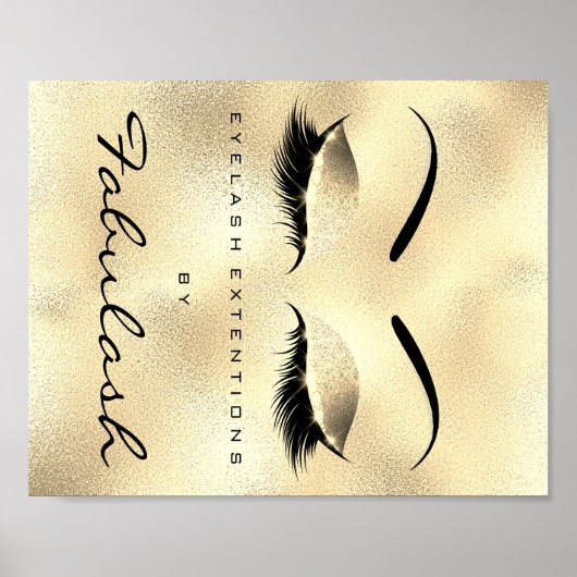 Makeup Beauty Salon Name Gold GlamGlitter Eyebrows Poster (Voorkant)