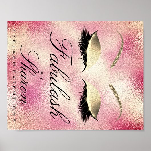 Makeup Beauty Salon Name Gold Glitter Sharon Peony Poster (Voorkant)