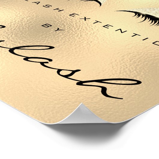 Makeup Beauty Salon Name Gold Glitter VIP Poster (Hoek)