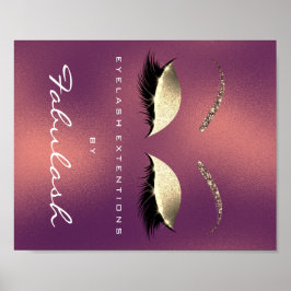 Makeup Beauty Salon Name Gold Lashes Copper Poster