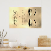 Makeup Beauty Salon Name Gold Luxury Eyebrows Poster (Keuken)