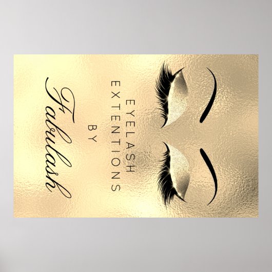 Makeup Beauty Salon Name Gold Luxury Eyebrows Poster (Voorkant)