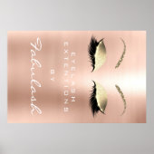 Makeup Beauty Salon Name Gold Pink Skinny Eyebrows Poster (Voorkant)
