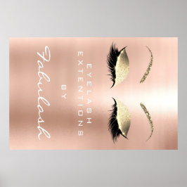 Makeup Beauty Salon Name Gold Pink Skinny Eyebrows Poster