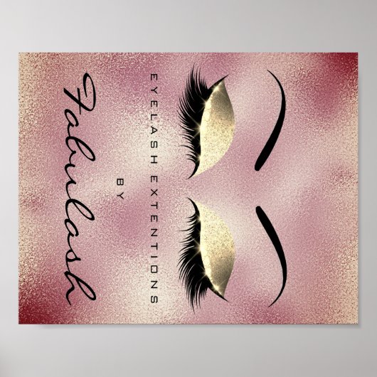 Makeup Beauty Salon Name Gold RoseGlitter Eyebrows Poster (Voorkant)