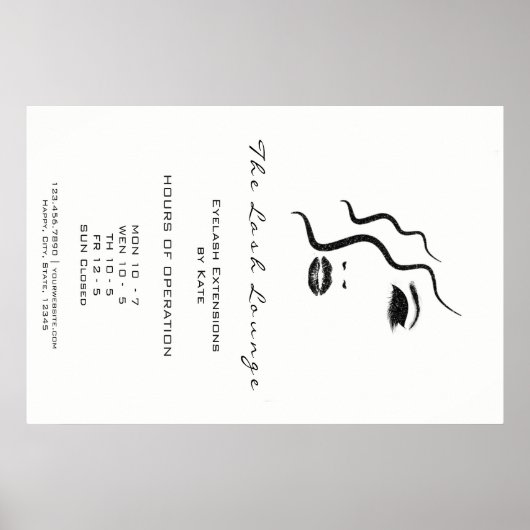 Makeup Beauty Salon Name Logo Glam Adress Openen1 Poster (Voorkant)