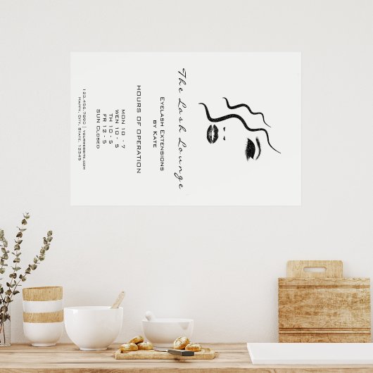 Makeup Beauty Salon Name Logo Glam Adress Openen1 Poster (Keuken)