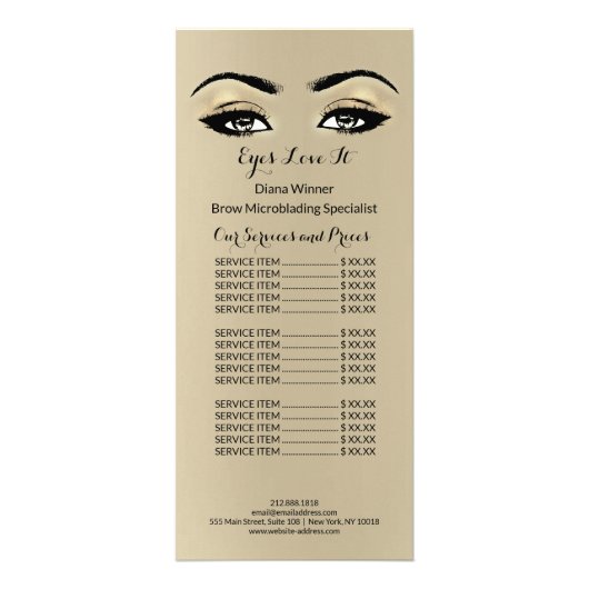 Makeup Beauty Salon Name Microblanding Lashes Reclamekaart (Voorkant)