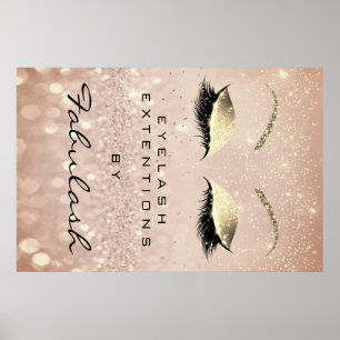 Makeup Beauty Salon Name Roos Gold Blush Eyebrow Poster