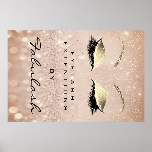 Makeup Beauty Salon Name Roos Gold Blush Eyebrow Poster (Voorkant)