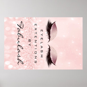 Makeup Beauty Salon Name Roos Gold Pink Eyebrow Poster