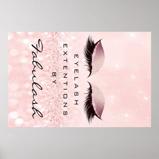 Makeup Beauty Salon Name Roos Gold Pink Eyebrow Poster (Voorkant)