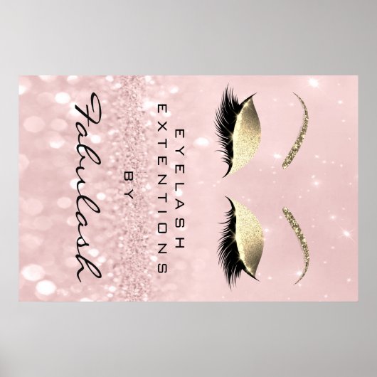 Makeup Beauty Salon Name Roos Gold Pink Eyebrow Poster (Voorkant)