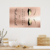 Makeup Beauty Salon Name Roos Gold Pink Eyebrows Poster (Keuken)