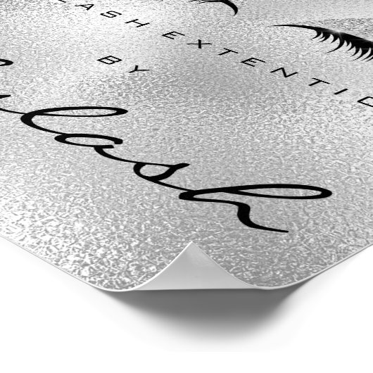 Makeup Beauty Salon Name Silver Glitter Eyebrows Poster (Hoek)