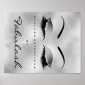 Makeup Beauty Salon Name Silver Glitter Eyebrows Poster (Voorkant)