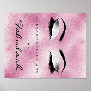 Makeup Beauty Salon Name Silver Glitter Pink Poster