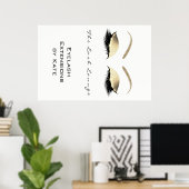 Makeup Beauty Salon Name White Gold Black Eyebrows Poster (Thuiskantoor)